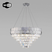 Фото Каскадная люстра Eurosvet 10124/8 хром/прозрачный хрусталь Strotskis Smart (10113/8)