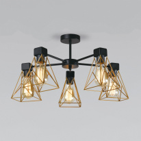 Фото Люстра на штанге Eurosvet 70107/5 черный/латунь
