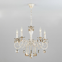 Фото Подвесная люстра Eurosvet 10104/5 белый с золотом/тонированный хрусталь Strotskis