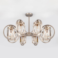 Фото Люстра на штанге Eurosvet 10095/8 сатин-никель/прозрачный хрусталь Strotskis
