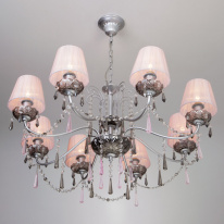 Подвесная люстра Eurosvet 10086/8 серебро/дымчатый хрусталь Strotskis в интернет магазине Гет Лайт