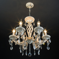 Цена на Подвесная люстра Eurosvet 3585/6 белый/прозрачный хрусталь Strotskis