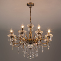 Подвесная люстра Eurosvet 3281/8 античная бронза/прозрачный хрусталь Strotskis в интернет магазине Гет Лайт